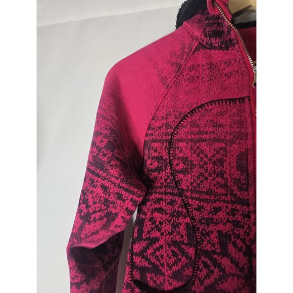 Lululemon Scuba Jacket Special Edition Pink Snowflake Fluffy Hood Full Zip Sz 4 - Picture 14 of 15